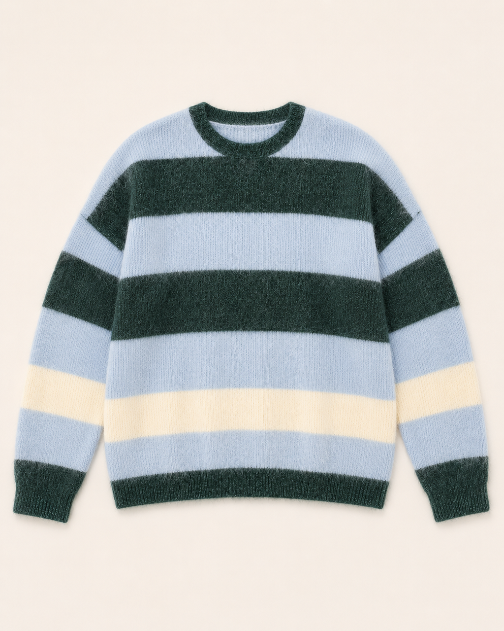 Forest & Sky Striped Cashmere Crewneck
