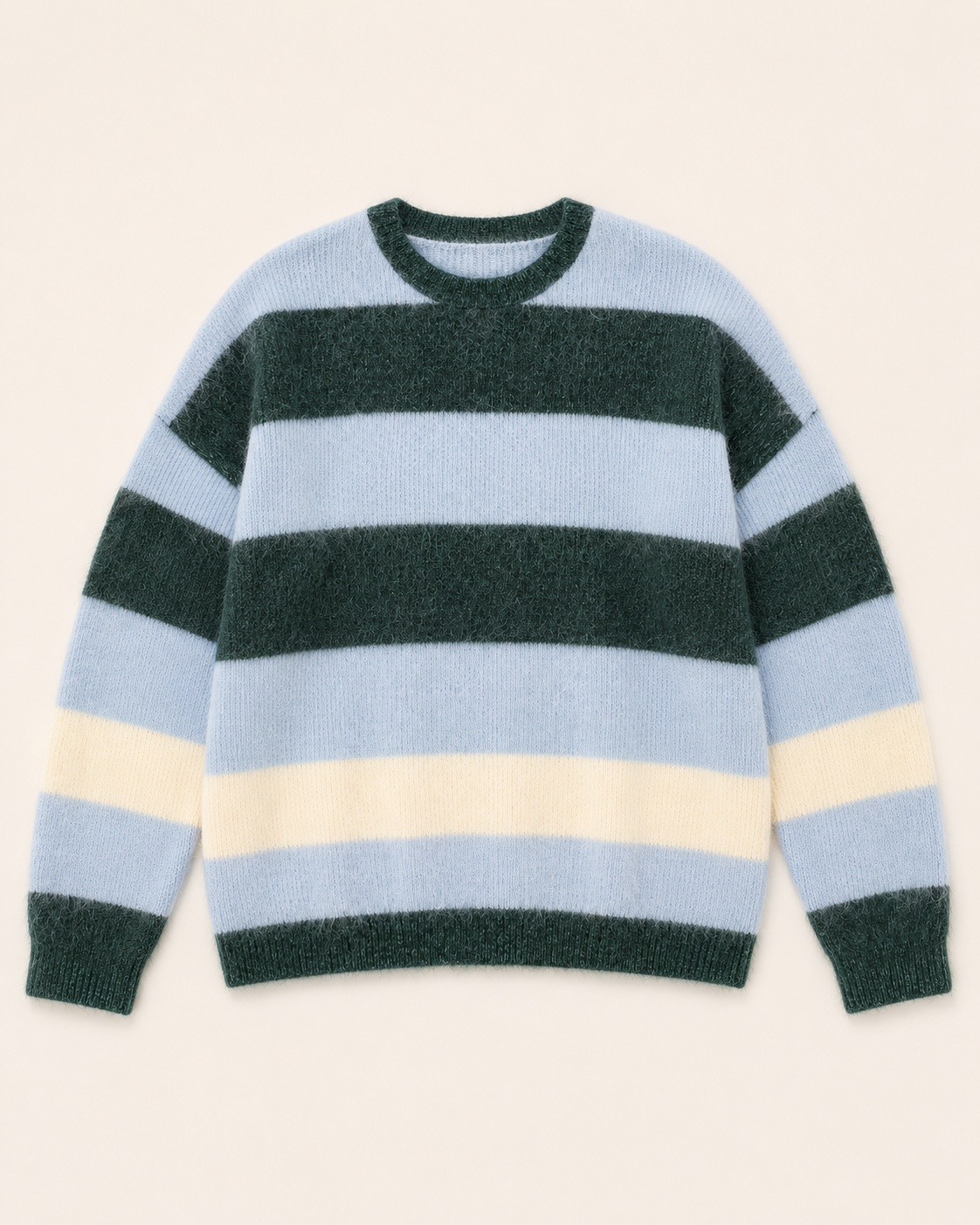 Forest & Sky Striped Cashmere Crewneck