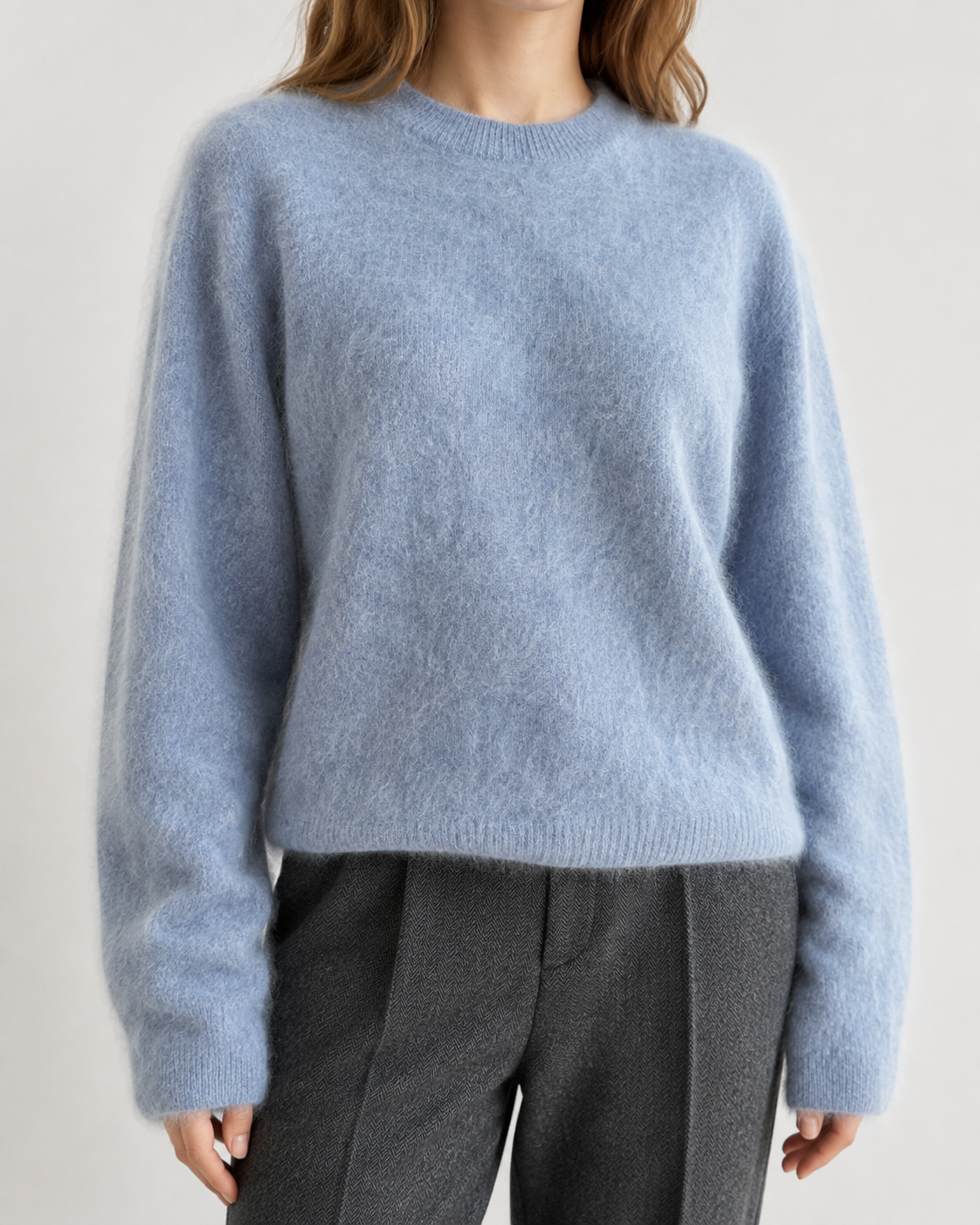 Powder Blue Cloud-Soft Cashmere Crewneck