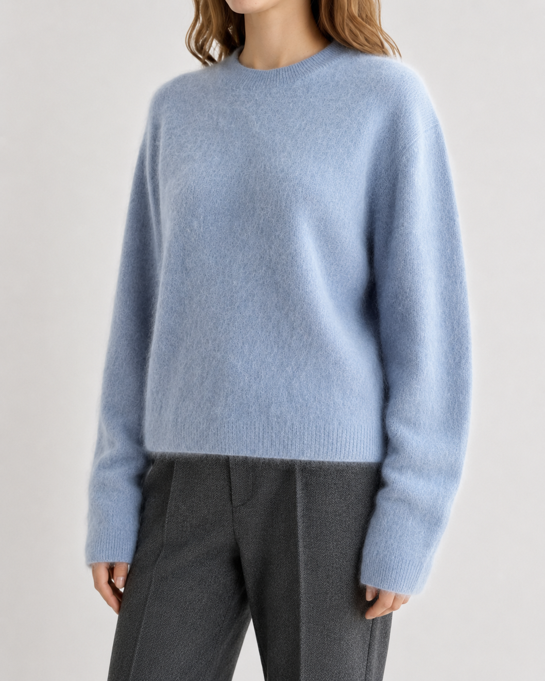 Powder Blue Cloud-Soft Cashmere Crewneck