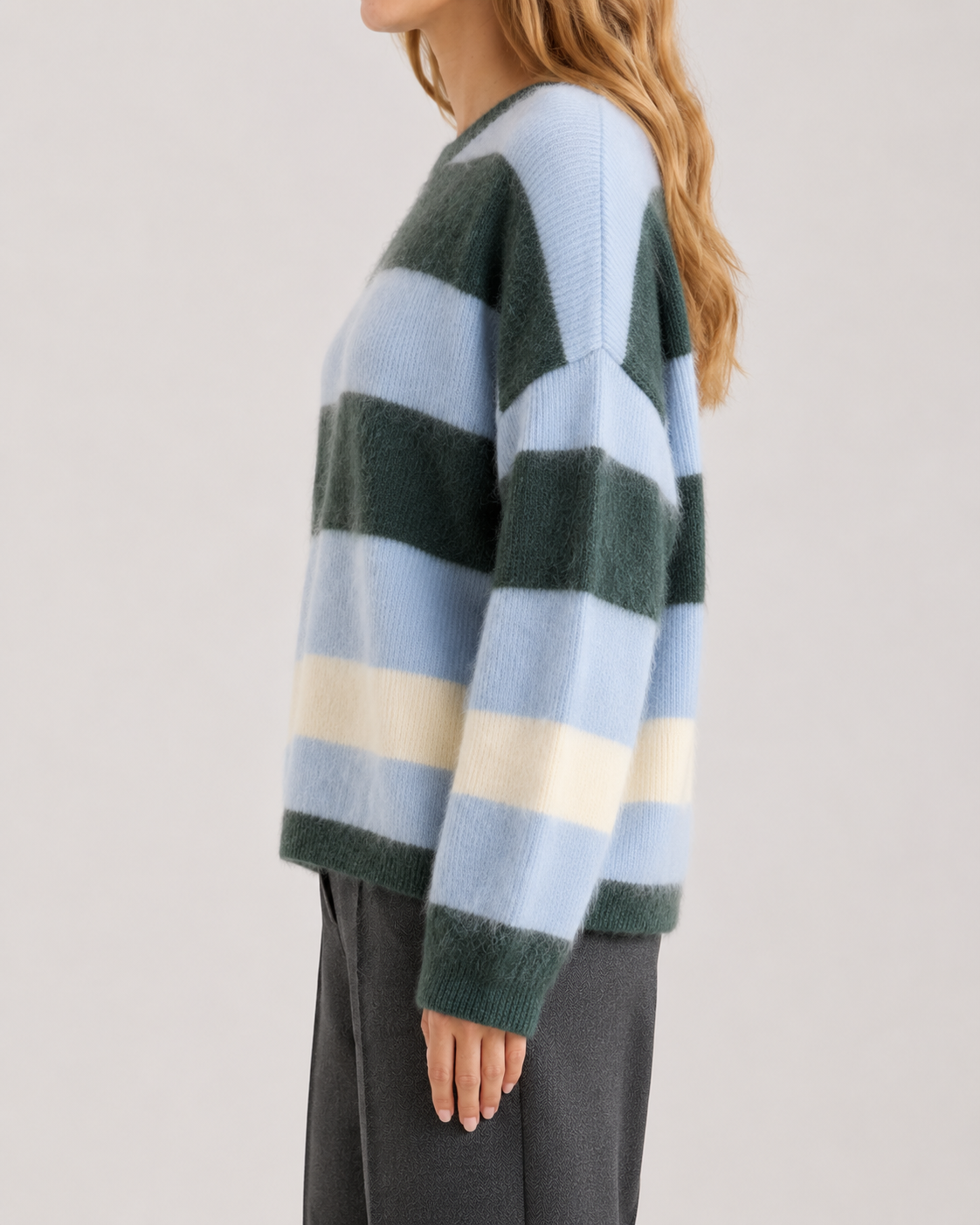 Forest & Sky Striped Cashmere Crewneck