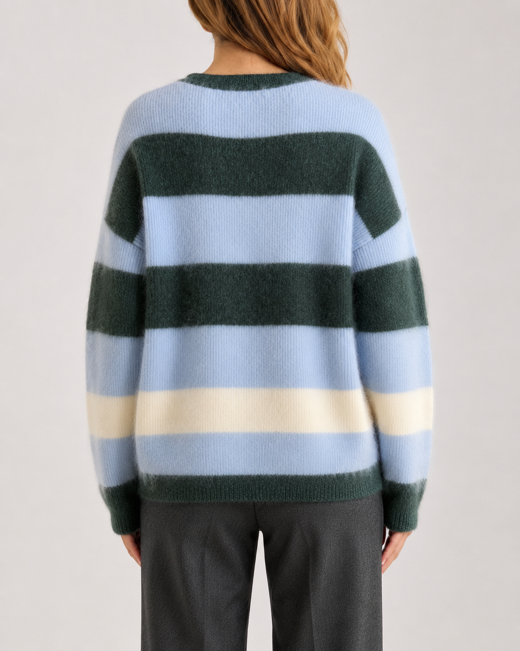 Forest & Sky Striped Cashmere Crewneck