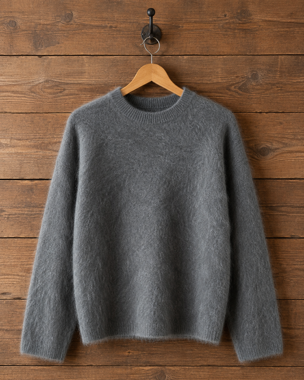 Charcoal & Rose Reversible Cashmere Crewneck