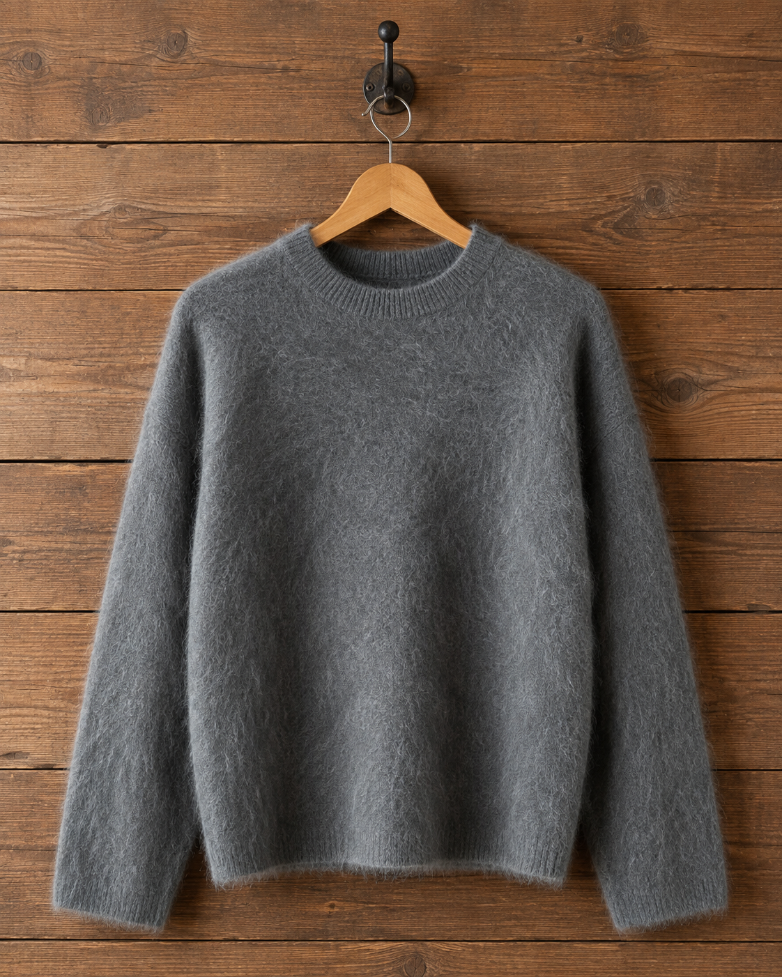 Charcoal & Rose Reversible Cashmere Crewneck