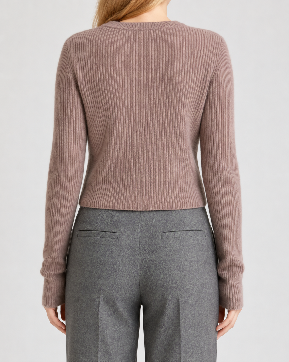Rosewood Ribbed Cashmere Split-Hem Sweater